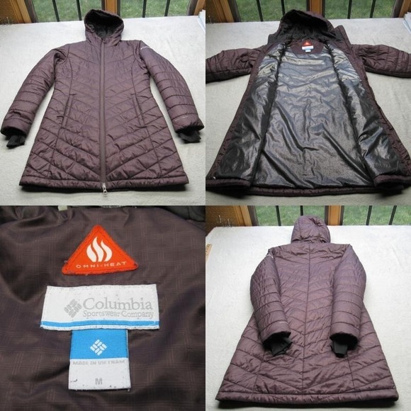 Columbia Jacket Womens Medium Purple Omni-Heat Hooded Thumb Hole Full Zip Puffer - Picture 1 of 14